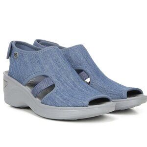 Bzees Dream Wedge Sandal In Washed Denim Fabric